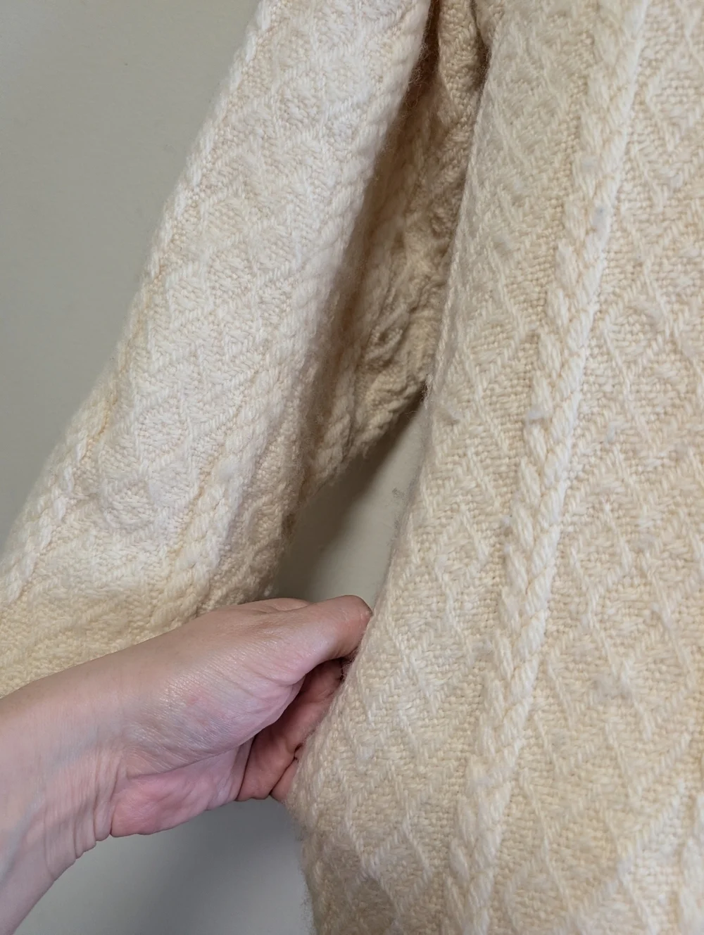 Boyne Valley Weavers Wool Coat Ireland Cream Double Breasted M